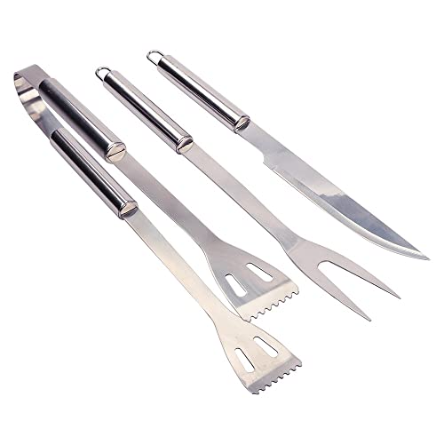 Jogo Para Churrasco 3 Peças Aço Inox Com Estojo