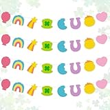 Qimgic St. Patrick's Day Banner - 4pcs Lucky Charms Hanging Garland Decoration, No DIY Needed Green Shamrock Clover Party Supplies Hang Paper Bunting for Home Classroom Fireplace Wall 8.5 Feet