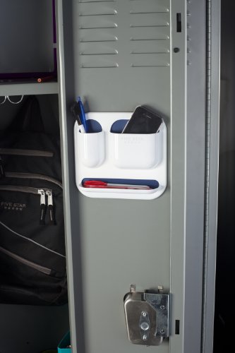 Five Star Locker Accessories, Tri-Pocket With Dry Erase Surface, 7" X 7-1/2, White With Cobalt Blue Pockets (72622) #TOP2