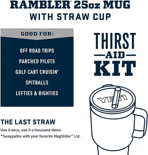 Image of YETI Rambler 25 oz Tumbler with Handle and Straw Lid, Travel Mug Water Tumbler, Vacuum Insulated Cup with Handle, Stainless Steel, Moon Dust - Textured