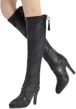 ximitoy 1/6 Female Black Lace PU Leather Boots High Heels for 12" Figure Doll