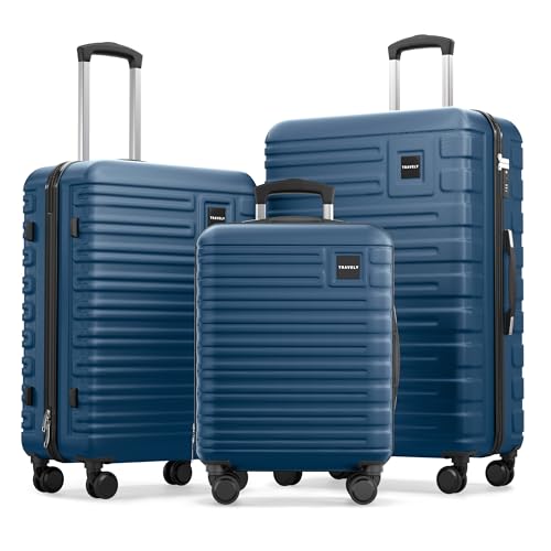 Travely Polycarbonat Koffer Set 77cm, 67cm, Handgepäck Koffer in einem Set, Sehr robuste Reisekoffer mit sanften Rollen & TSA Schloss, Reisekoffer