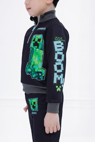 Image of Minecraft Creeper Fleece Half Zip Sweatshirt and Pants Outfit Set Little Kid to Big Kid Sizes (4-18-20)