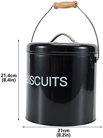 Home Basics Biscuits Tin Canister,Retro Style Airtight Metal Biscuit Tin with Handle, Cookies Storage Tin or Candy Box Black