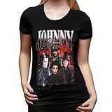 CEILFYL Shirt Johnny Actors Depp Womens T-Shirt Short Sleeves Casual Cotton Crewneck Tops Tee Shirts Medium Black