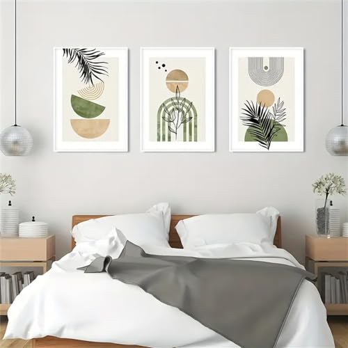 Cuadro en lienzo para pared que soluciona pasillos vacíos con arte botánico boho de 3 piezas 3