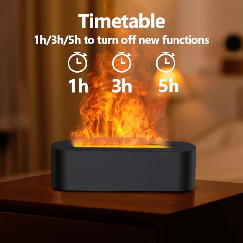 Flame Essential Oil Diffuser, Upgrade 7 Colour Lights Aromatherapy Diffuser, Oil Diffuser, Air Humidifier, Aroma Diffusers for Home, Bedroom, Office, Yoga, Timer & Waterless Auto Off 150ml (Black) — view 6