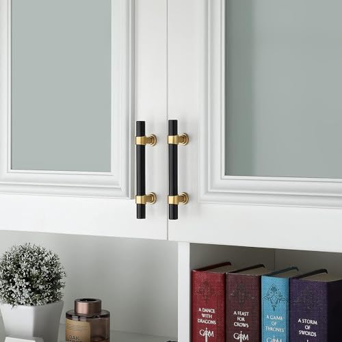 goldenwarm 10 Pack Black and Gold Kitchen Cabinet Handles Drawer Pulls Matte Gold and Black - Stainless Steel Cupboard Door Handles/Dresser Handles Cabinet Hardware 3"(76mm) Hole Center by Goldenwarm - Image 5