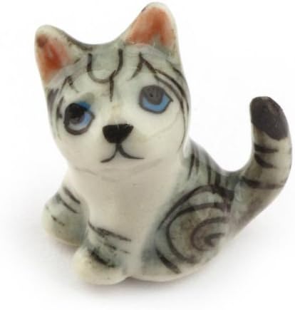 MyTinyWorld Dolls House Miniature Ceramic Grey Tabby Cat
