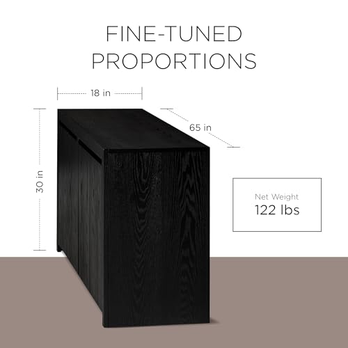 Maven Lane Iris Contemporary Large Wooden Sideboard, Accent Buffet Server Table With Doors For Kitchen Or Living Room In Refined Black Finish thumb #2