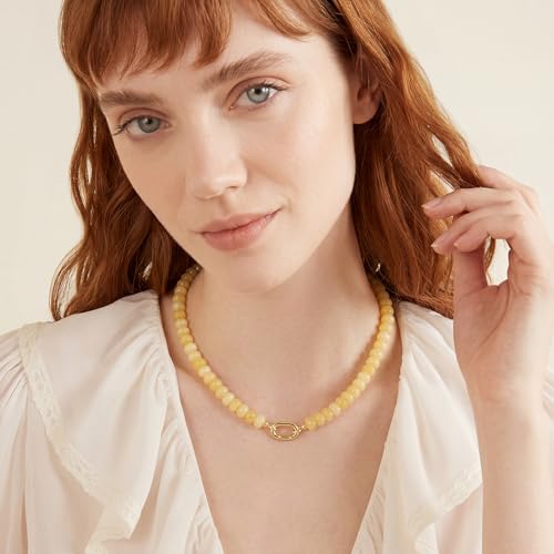 ROISE LADY Yellow Gemstone Beaded Necklaces For Women Trendy Rainbow Natural Stone Boho Handmade Waterproof Strand Necklaces Jewelry For Women Gift by ROISE LADY - Used condition - Image 5