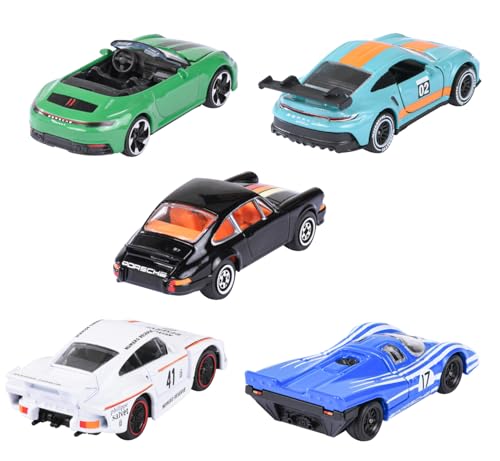 Image of Majorette Porsche 5 Pieces Gift Pack | Die-cast 7.5cm Metal Toy Cars Set | Officially Licensed Models | 5 Models with 2 Exclusives | Toy Cars for Collectors and Children from Ages 3+