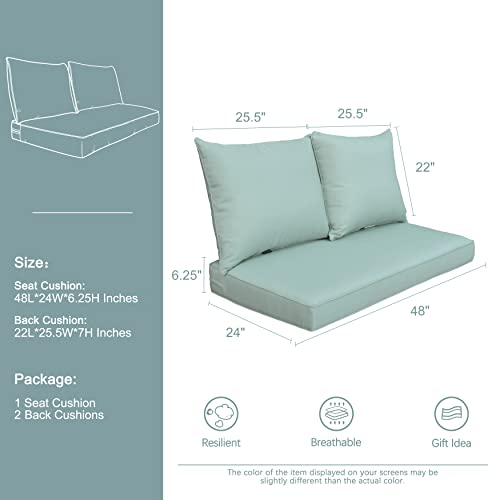 Bossima Sunbrella Patio Furniture Cushions Comfort Deep Seat Glider Loveseat Cushion Indoor Outdoor Seating Cushions, Mixed Yellow/Green #TOP1