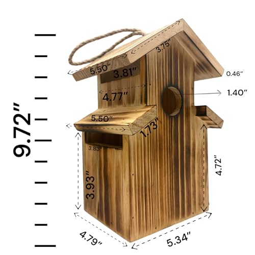 2 Pack Bird Houses for Outside, Wooden Birdhouses for Outdoors, Brown by Oojami - Used condition - Image 2