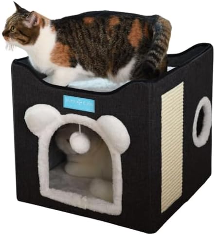 Cama para Gatos com 2 Andares Dobrável 41x35cm Duke e Dixie Marro...