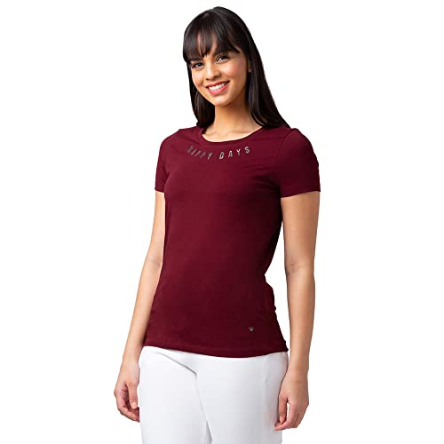 Image of Spykar Printed Blended Round Neck Women's Regular Fit Top