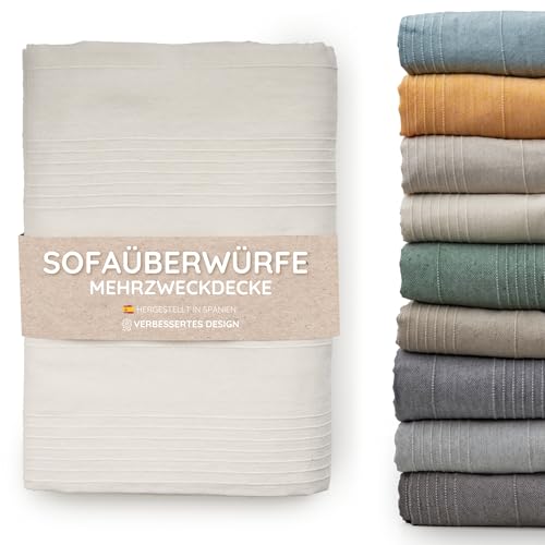 Jarapa Home Tagesdecke Baumwolle Wohndecke – Sofadecke Sofaüberwurf Bettüberwurf Überwurfdecke für Sofa und Bett – Mehrzweckdecke Couch Überwurf Plaid – Dünne gesteppte Decke