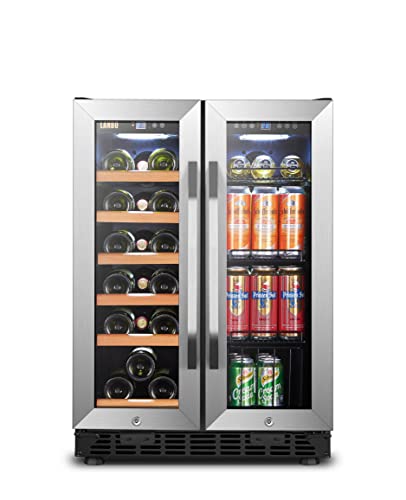 Lanbo Wine And Beverage Refrigerator, Dual Zone Built-In Wine And Drink Center, 18 Bottle And 55 Can #TOP1