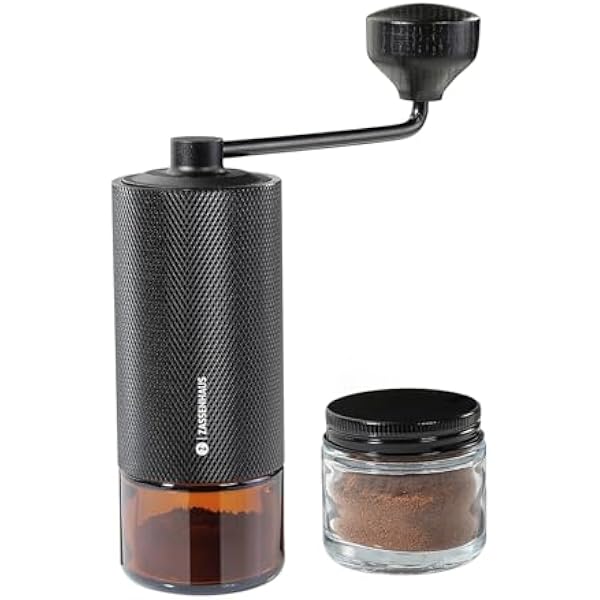 Zassenhaus Barista 2.0 ręczny młynek do kawy, młynek do espresso, frezowany CNC mechanizm mielący ze stali nierdzewnej, bezstopniowa regulacja, praktyczny pojemnik na ścinki z pokrywką