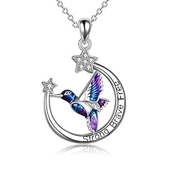 Silver-Hummingbird Necklace Strong Brave Free