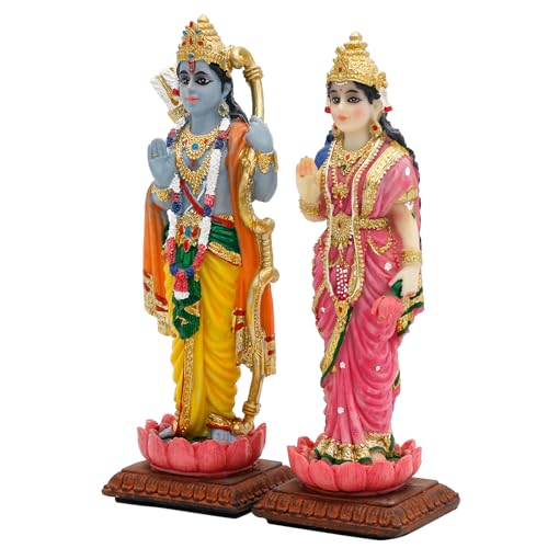Statue du dieu hindou Ram Sita sur base lotus 11,9 cm – vue 9