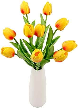 Aoleytech 10pcs Artificial Tulip Flowers ,Real Touch Tulip Bouquet, Fake Tulip Bouquet for Home Garden Wedding Party Indoor Outdoor Decoration (Blue)
