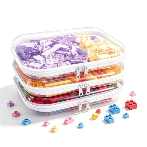 SXS LACONIC Clear Hard Plastic Zipper Case,Transparent Double Zippers Hard Pouch with 3pcs,Portable Travel Organizer Bin for Toy Storage by SXS LACONIC - Used condition - US$23.52