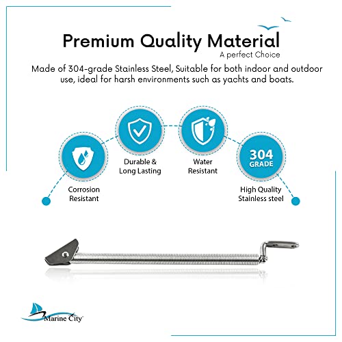 Marine City Stainless Steel Strong & Sturdy Gloss Polished Finish Hatch Spring Adjuster With U-Bolt And L-Shape Plate For Lighter Door Cabinet Doors Window Hatches (8-1/4 Inches) #TOP2