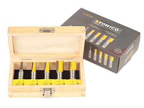 YONICO Straight Router Bits Set 5 Bit 1/2-Inch Shank 14522 - Thumbnail 2