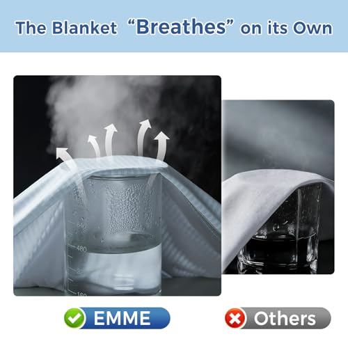 Image of EMME Cooling Throw Blanket, Summer Blanket for Hot Sleepers, Cold Throws for Couch Sofa Bed, Thin Lightweight Double-Sided, Keep Body Cool for Kids Adults Light Blue