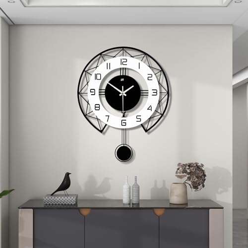 JUJUDA Reloj de pared grande para decoración de sala de estar, moderno y silencioso, reloj de pared de péndulo para el hogar, cocina, dormitorio, reloj de pared grande, sin tictac, funciona con pilas,