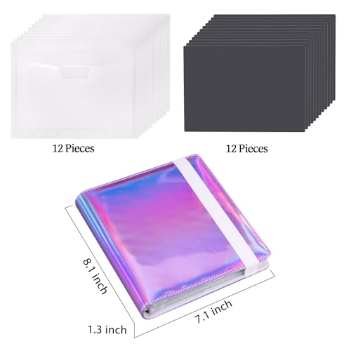 Image of UNIMEIX 12 Pcs Magnetic Sheets for Die Storage with 1 Binder Cover, 2 in 1 Storage Stamp and Die Storage Bags Die Cut Storage Supplies(0.8 mm Thickness, Purple)