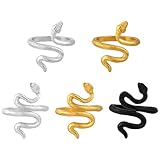5stk Teiliger Verstellbarer Häkelspannungsring in Schlangenform, 2 Stile Häkelfingerring Geschenk für Anfänger Spannungskontrolle (Gold Silber Schwarz)