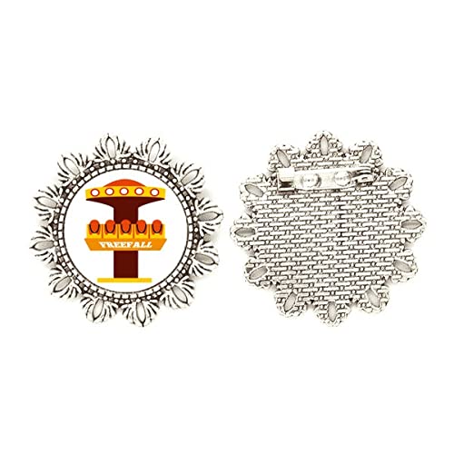 Broche de flores plateadas medium elegante con diseño de parque para solapa