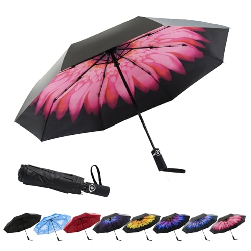 SY COMPACT Parapluies coupe-vent automatiques résistants sous la pluie et le soleil pour femmes et hommes
