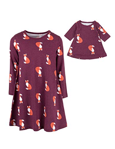 Leveret Matching Girls & Doll Cotton Dress Fox 10 Year3