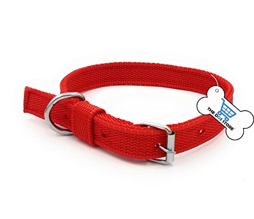 Image of Dog Training Lead 10.FT Long Rope Cotton Nylon Webbing Recall Obedience Line Leash for Pet Best for Small to Medium Breed Dogs (10.Feet Leash & Collar 0.75 inch, Red)