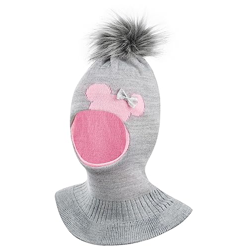 Gorro de punto para niña con pompón para mantenerla abrigada y sonriente este invierno