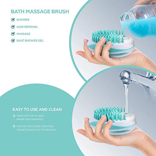 2 In 1 Pet Brush Bath Massage Brush,Shampoo Dispenser For Pet Grooming Deshedding Soft Silicone Bristles Perfect For Washing,Shampooing,Massaging Long,Short Hair,Remove Loose Fur (Green) #TOP2