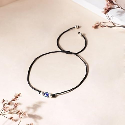 Image of Black Thread Anklet With Silver 2 Balls and Evil Eye Anklet | Simple Anklet For Women and Girls.
