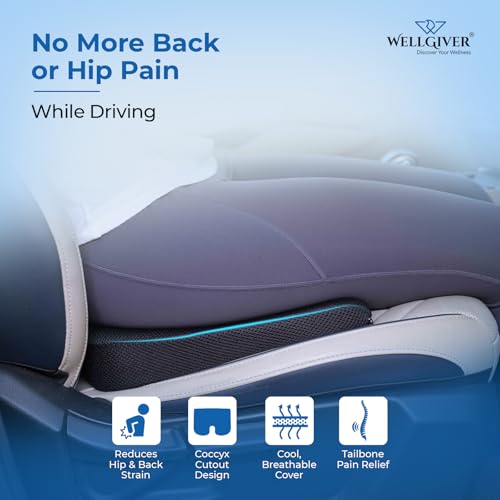 Image of WELLGIVER 3-in-1 Memory Foam Car Comfort Combo - Neck Pillow, Lumbar Back Support & Seat Cushion | Ergonomic Car Seat Cushion Set for Neck, Back & Tailbone Support
