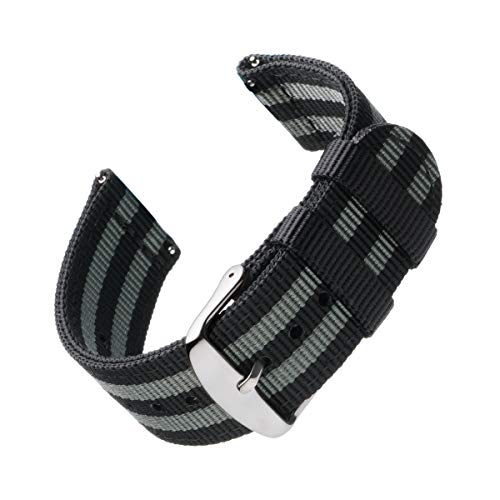 Archer Watch Straps - Nylonowy pasek do zegarka z szybkozłączką Premium (Czarny/Szary, 20mm)