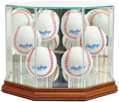 Perfect Cases 6BSB-W Octagon 6 Baseball Display Case, Walnut