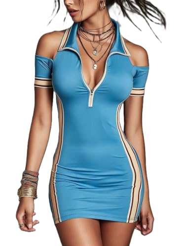 Vestido sexy de verano manga corta falda elástica rayas mujer