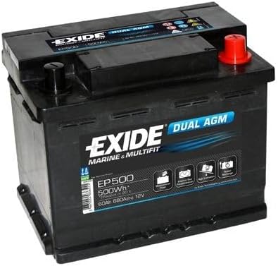 Exide Ep500 Dual Agm Leisure Marine Battery