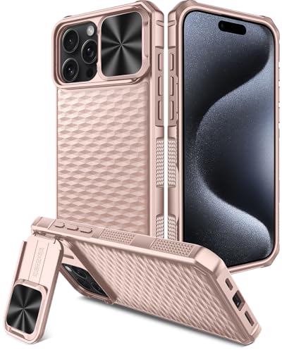 Coque iPhone 16 Pro Max magnétique or rose avec béquille intégrée et protection intégrale