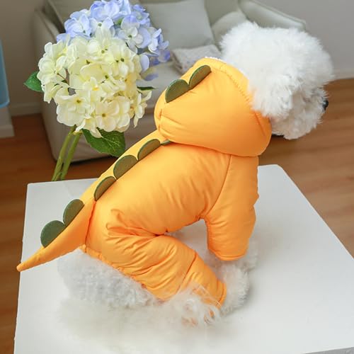 Abrigo para perro con capucha disfraz dinosaurio miniatura 6
