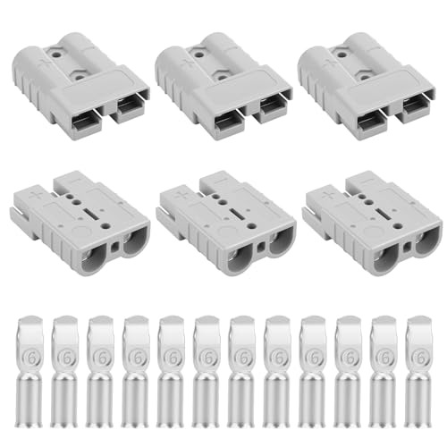 OXDFK 50A-600V Battery Quick Connect/Disconnect with 7/8/10/12 AWG, 6PCS Jumper Cable Plug Connector, Compatible with Anderson Connector for Rescue Winch, Motor Recovery