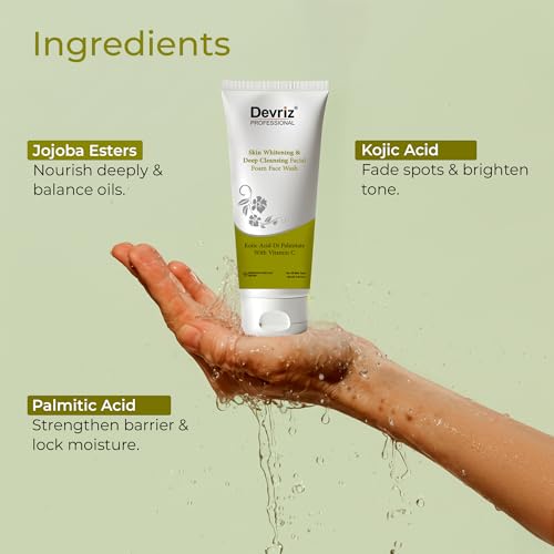 Image of Foaming Face Wash with Kojic Acid & Vitamin C for Glowing, Brighter Skin | Helps Reduce Dark Spots, Pigmentation & Fine Lines | Gentle Pore Cleanser for All Skin Types | 100ml