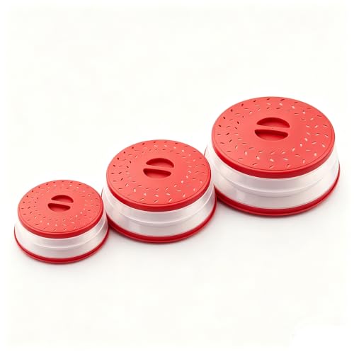 Image of Collapsible Microwave Splatter Cover(red, Set of 3)